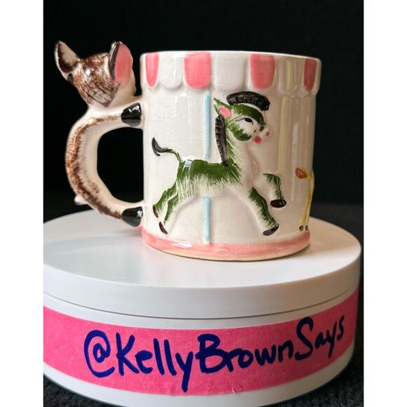 Vintage “All Gone" Child’s Cup Mug Ceramic Carousel Merry Go Round Circus Animal - Picture 3 of 6
